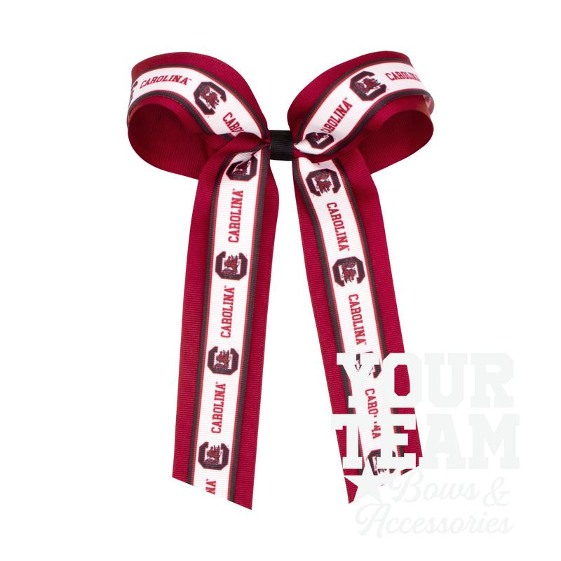 Large South Carolina Logo Ribbon Underlay Hair Bow with Streamer Tails