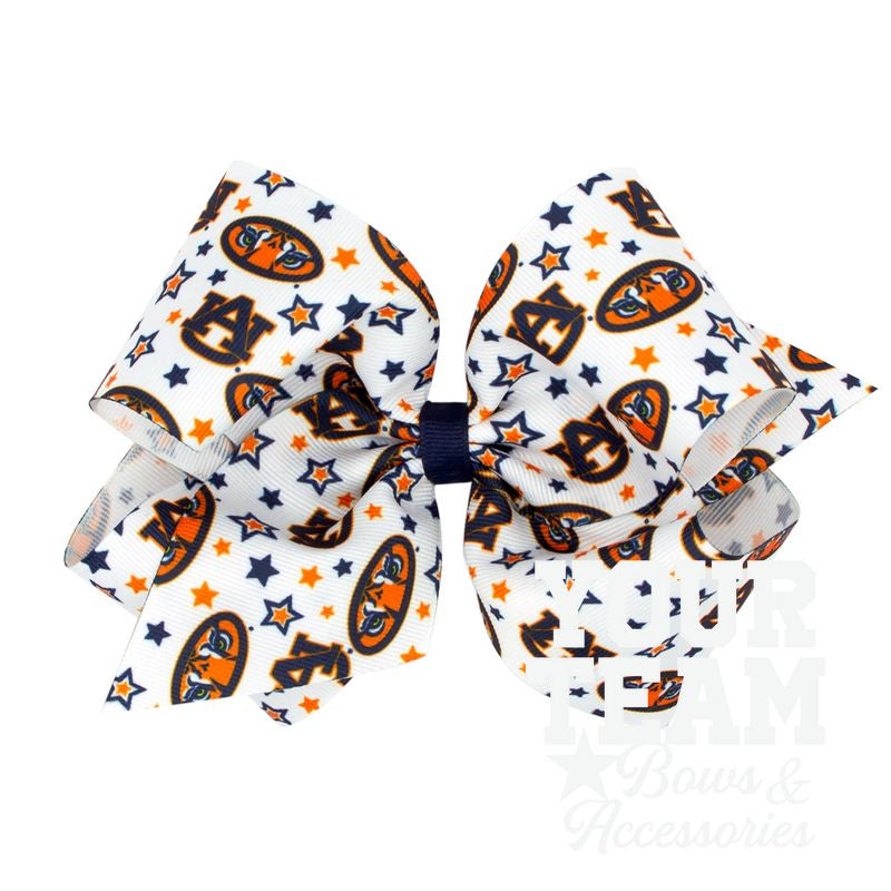 King Auburn Logo Print Hair Bow
