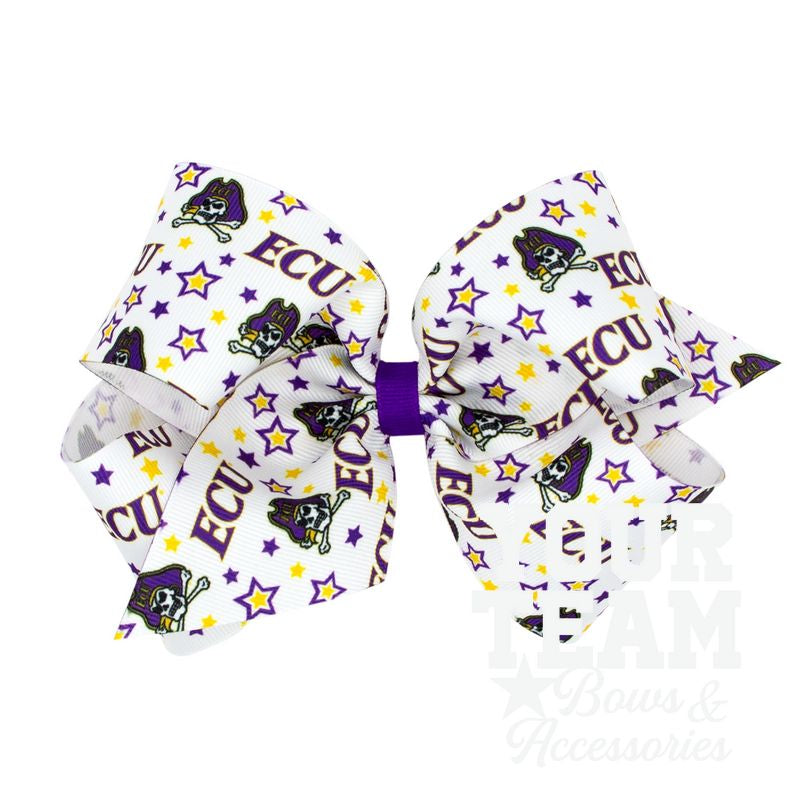 King East Carolina Logo Print Hair Bow