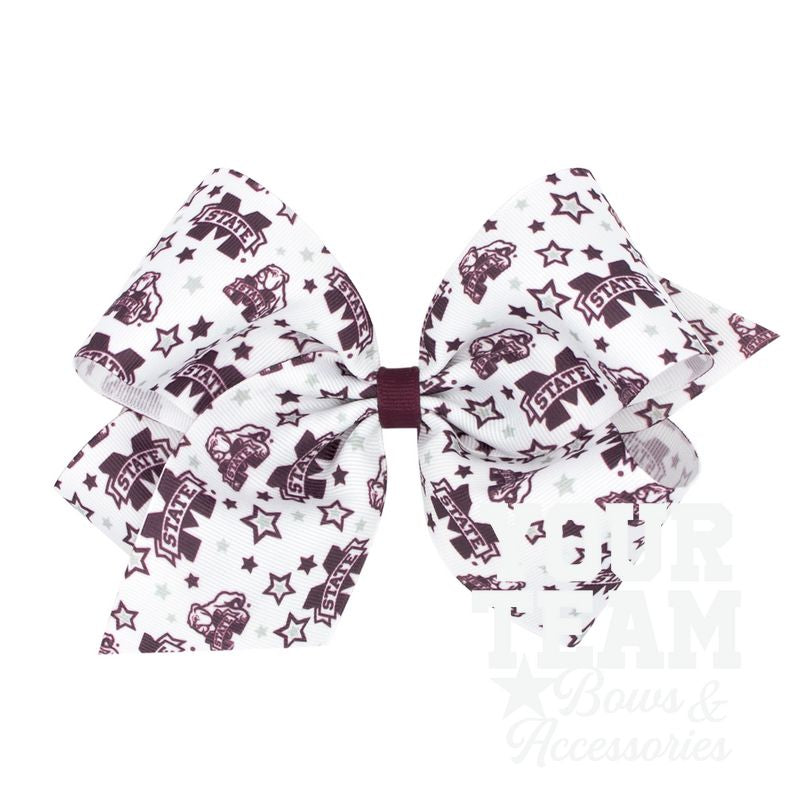 King Mississippi State Logo Print Hair Bow