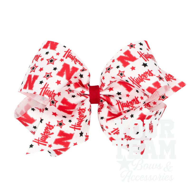 King Nebraska Logo Print Hair Bow