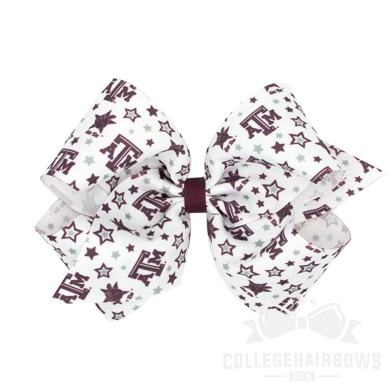 King Signature Collegiate Logo Print Grosgrain Hair Bow
