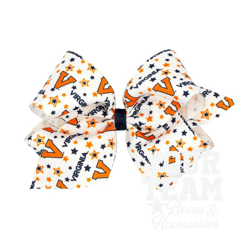King Signature Collegiate Logo Print Grosgrain Hair Bow