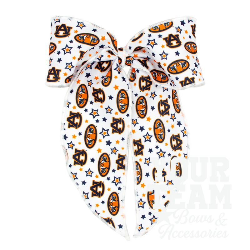 King Auburn Logo Print Whimsy Tail Hair Bow