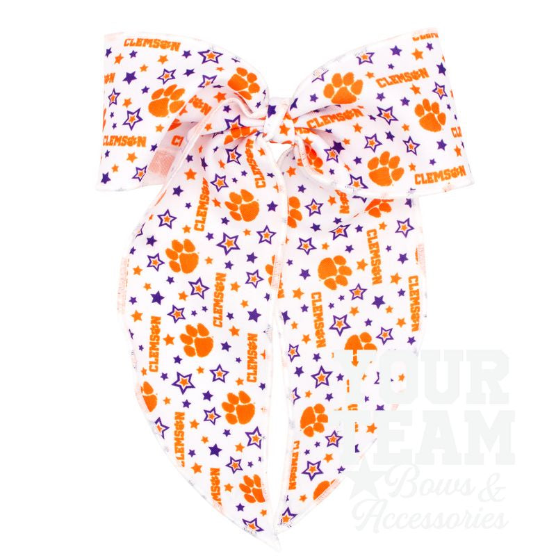 King Clemson Logo Print Whimsy Tail Hair Bow