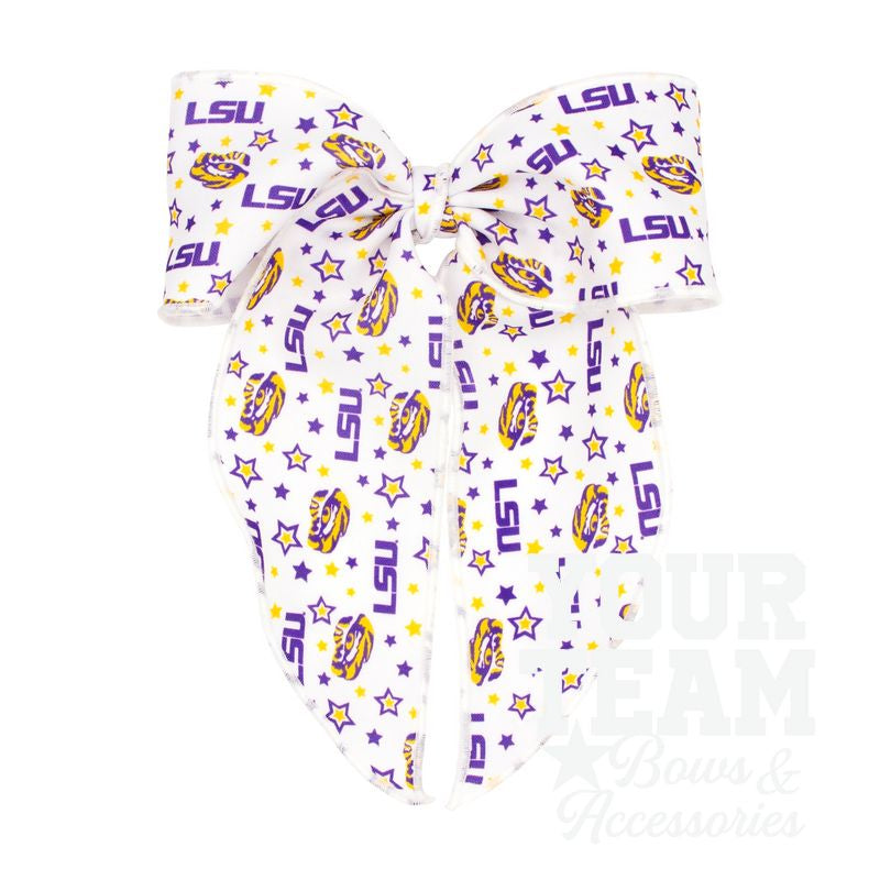 King Louisiana State Logo Print Whimsy Tail Hair Bow