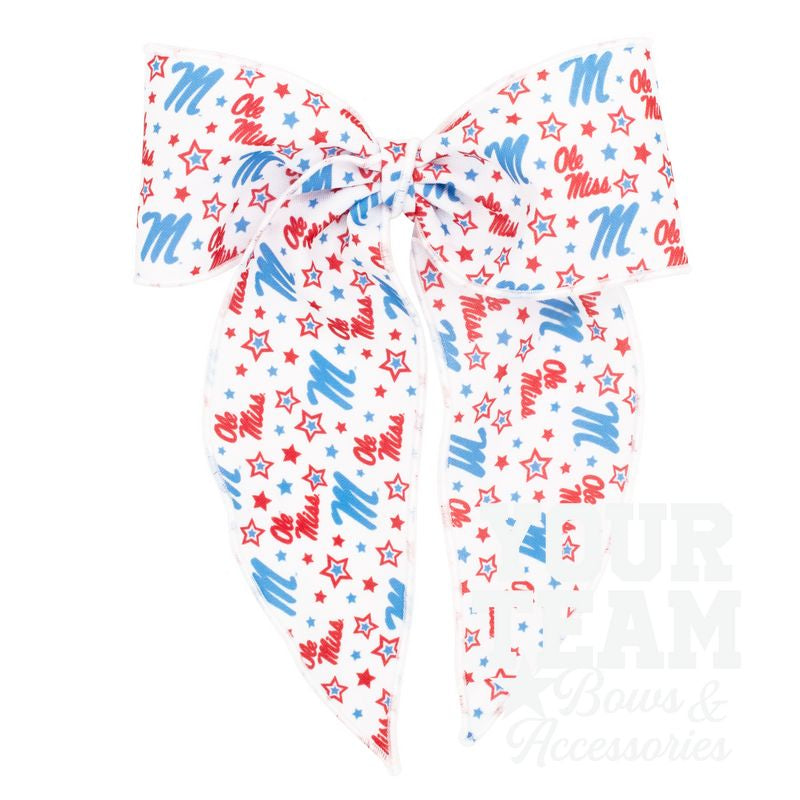 King Ole Miss Logo Print Whimsy Tail Hair Bow