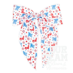 King Ole Miss Logo Print Whimsy Tail Hair Bow