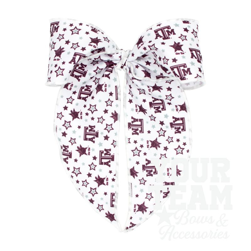 King Texas A&M Logo Print Whimsy Tail Hair Bow