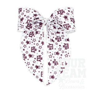 King Texas A&M Logo Print Whimsy Tail Hair Bow