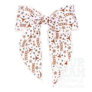 King University of Texas Logo Print Whimsy Tail Hair Bow