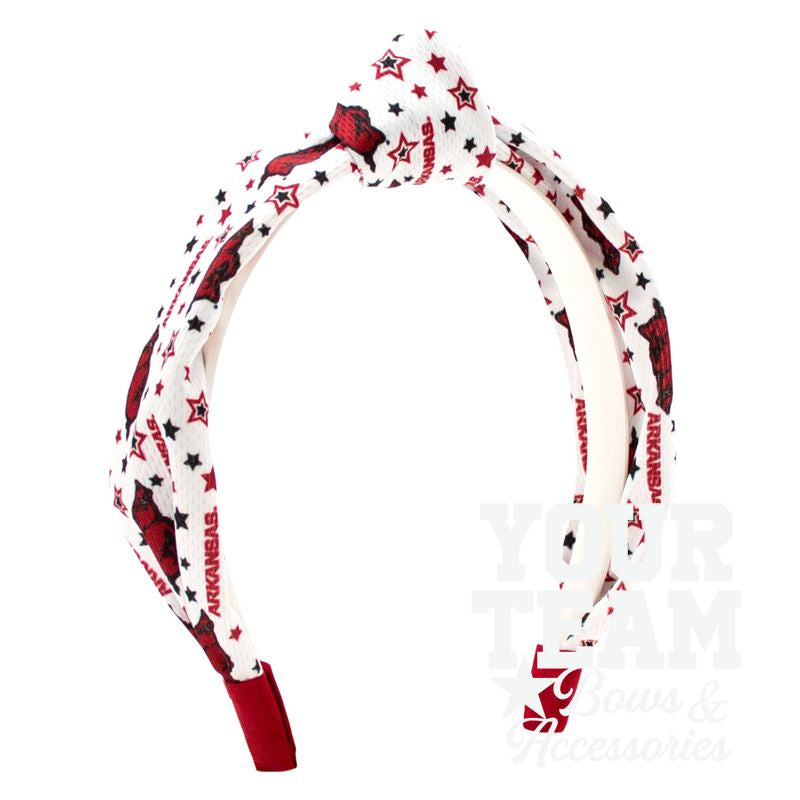 Soft Textured Logo Print Arkansas Knot Headband