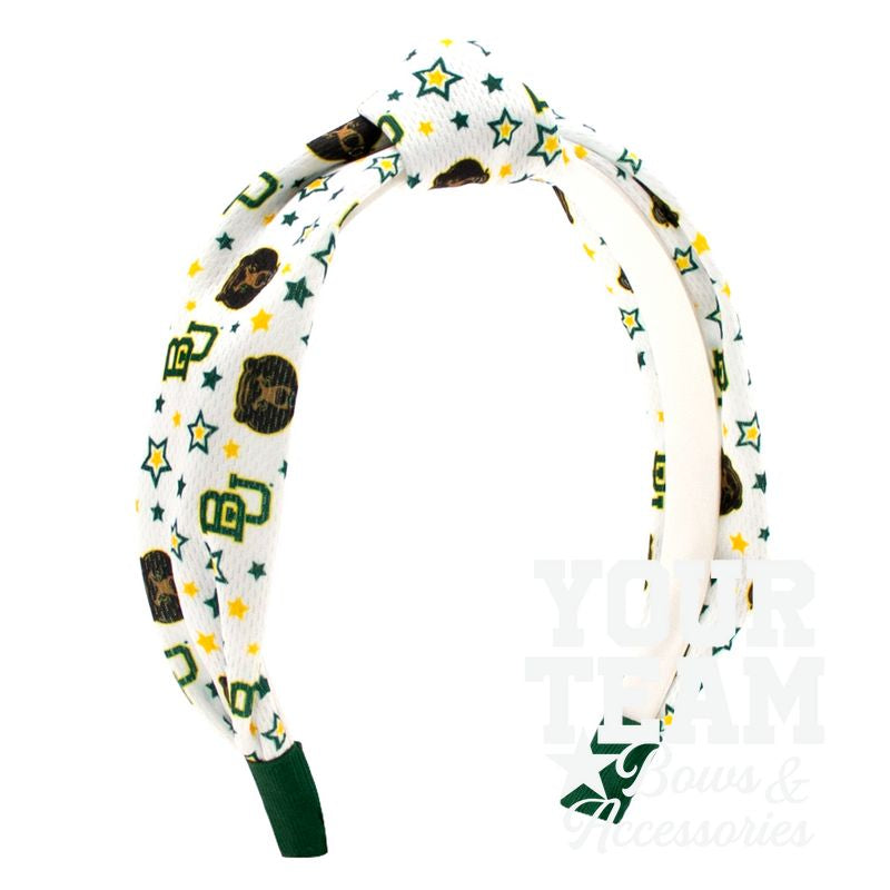 Soft Textured Logo Print Baylor Knot Headband