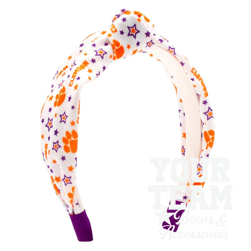 Soft Textured Logo Print Clemson Knot Headband