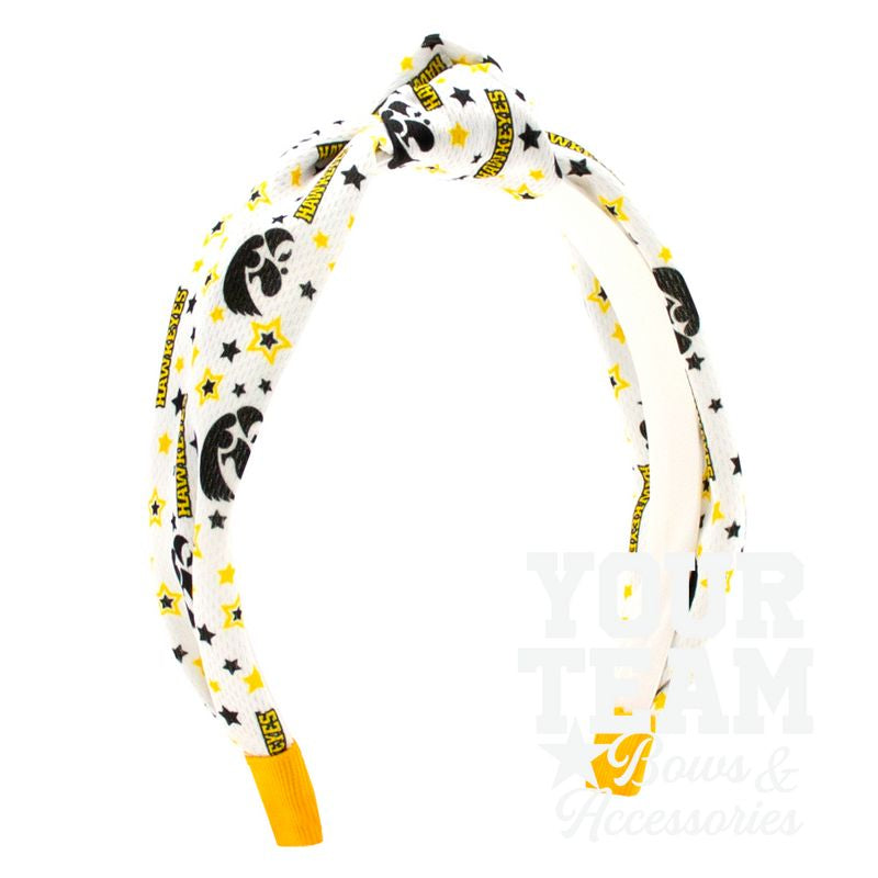 Soft Textured Logo Print Iowa Knot Headband