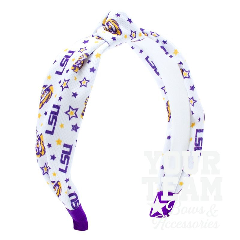 Soft Textured Logo Print Louisiana State Knot Headband