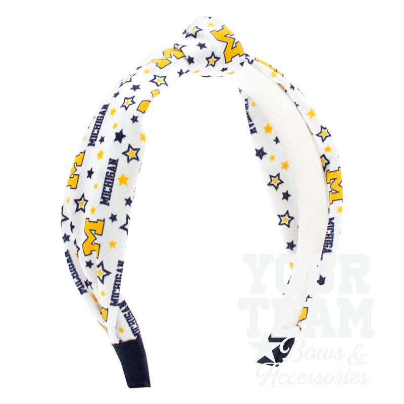 Soft Textured Logo Print Michigan Knot Headband