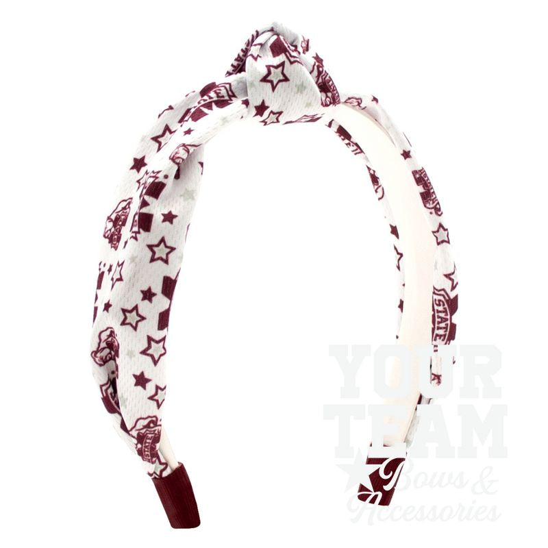 Soft Textured Logo Print Mississippi State Knot Headband
