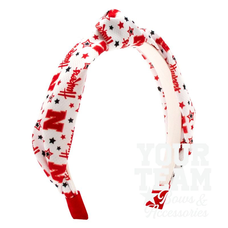 Soft Textured Logo Print Nebraska Knot Headband