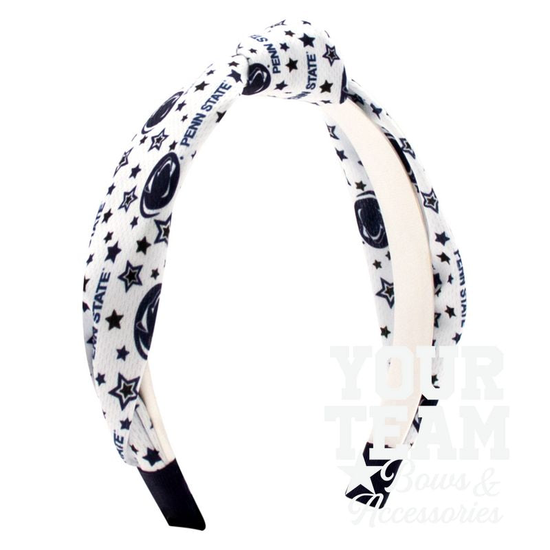 Signature Collegiate Logo Print Soft Ripple-Textured Knot Wrap Headband