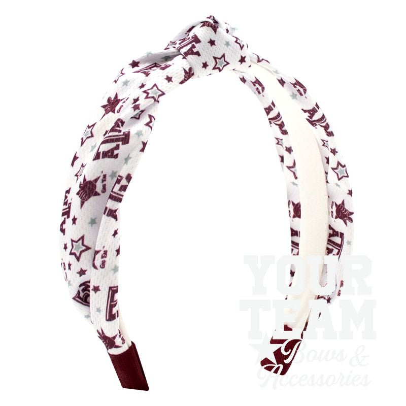 Soft Textured Logo Print Texas A&M Knot Headband