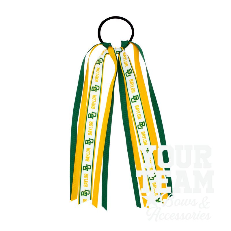 Baylor Logo Print Streamer Ribbons on Ponytail