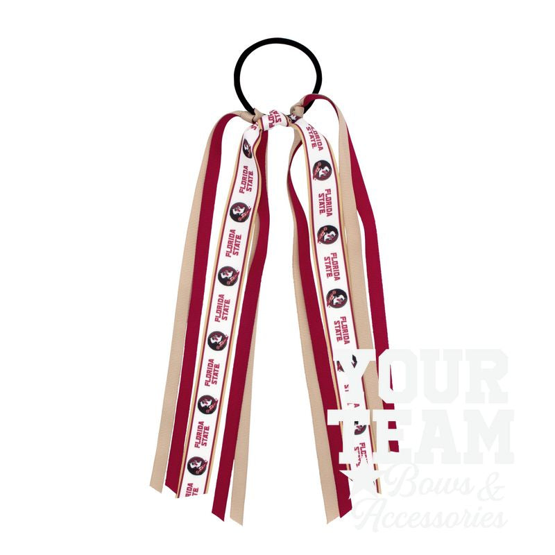 Florida State Logo Print Streamer Ribbons on Ponytail