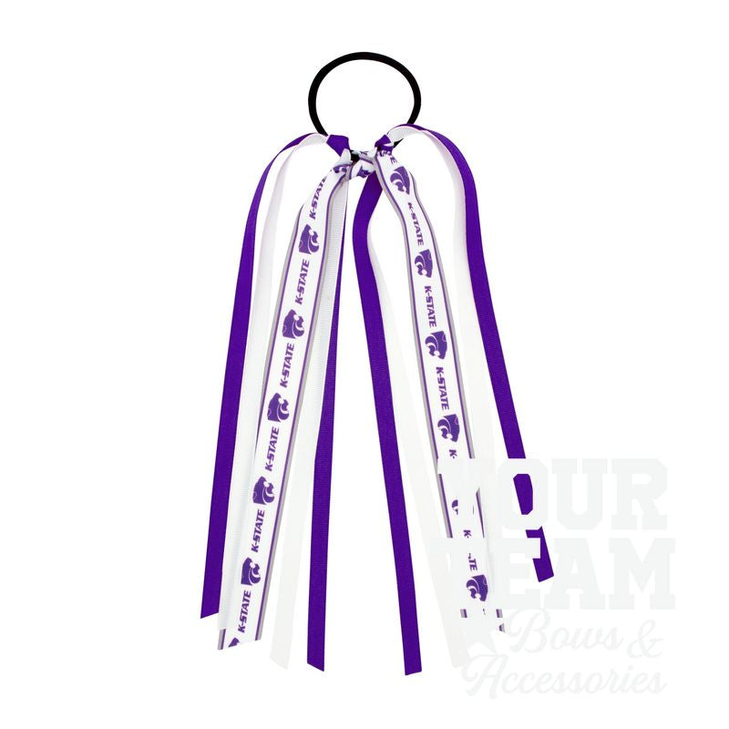 Kansas State Logo Print Streamer Ribbons on Ponytail
