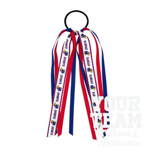 Kansas Logo Print Streamer Ribbons on Ponytail