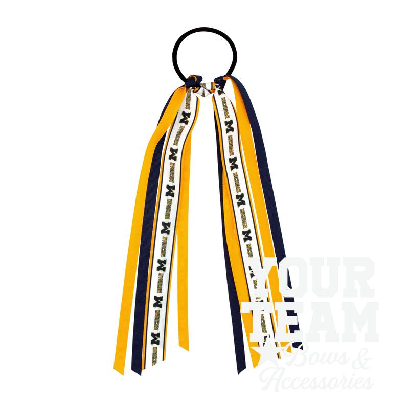 Michigan Logo Print Streamer Ribbons on Ponytail