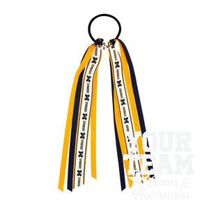 Michigan Logo Print Streamer Ribbons on Ponytail