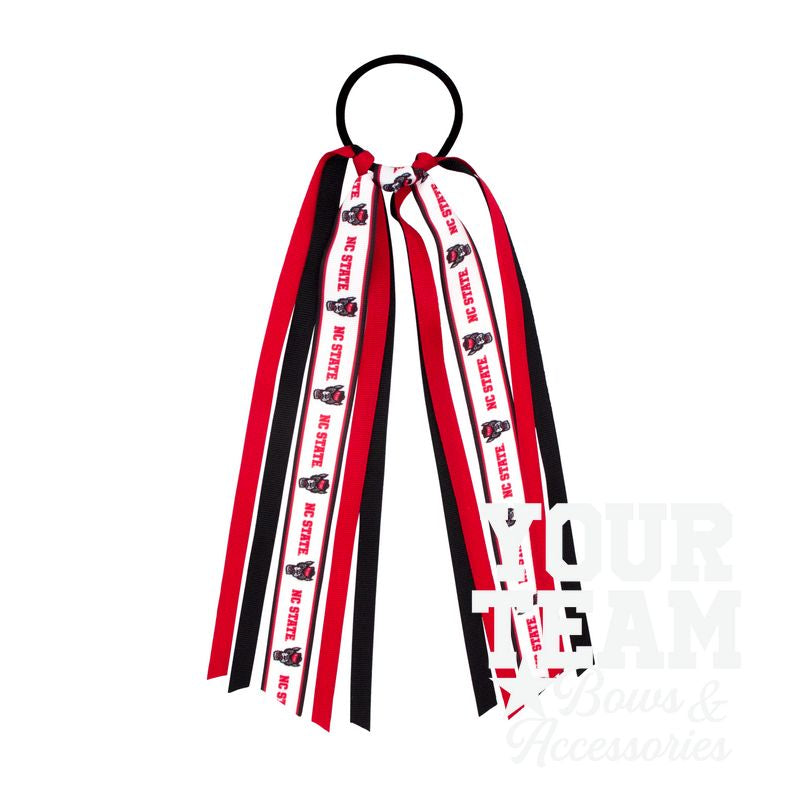North Carolina State Logo Print Streamer Ribbons on Ponytail