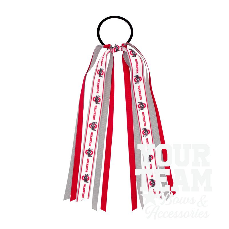 Ohio State Logo Print Streamer Ribbons on Ponytail