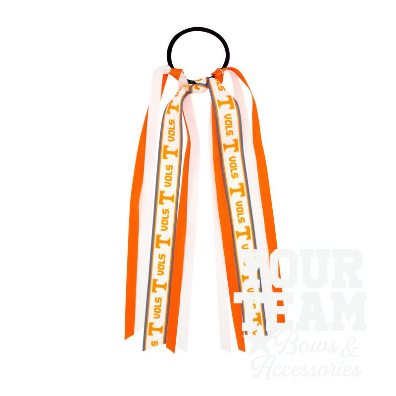 Tennessee Logo Print Streamer Ribbons on Ponytail