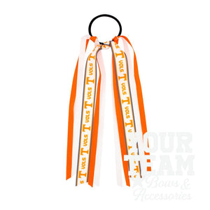 Tennessee Logo Print Streamer Ribbons on Ponytail