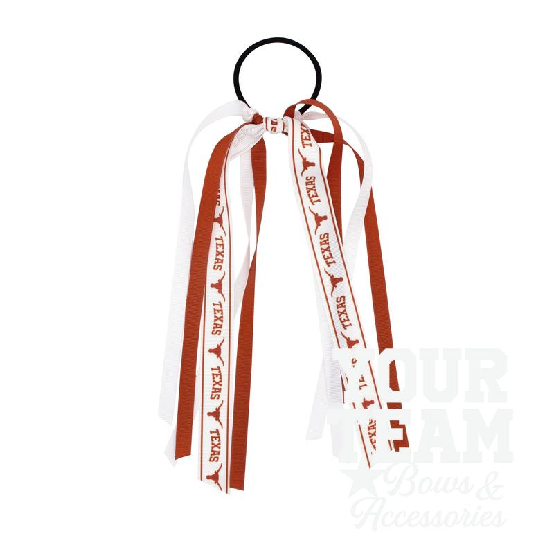 University of Texas Logo Print Streamer Ribbons on Ponytail