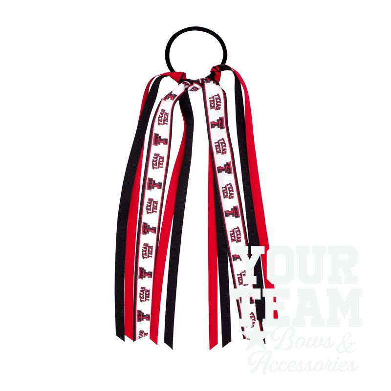 Texas Tech Logo Print Streamer Ribbons on Ponytail
