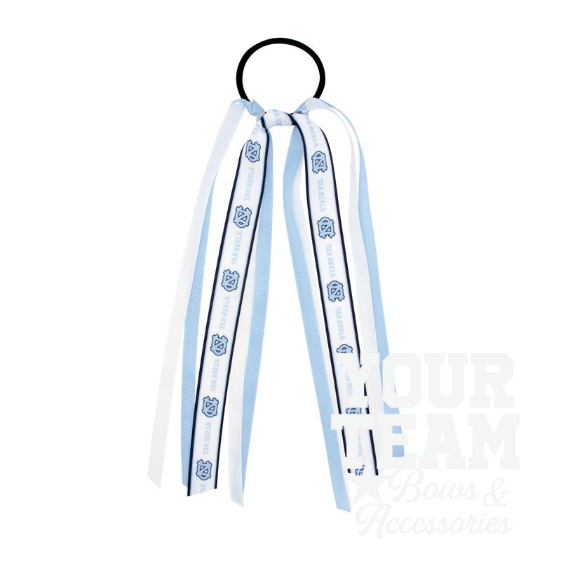 North Carolina Logo Print Streamer Ribbons on Ponytail