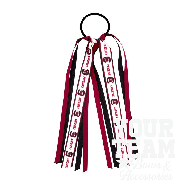 South Carolina Logo Print Streamer Ribbons on Ponytail