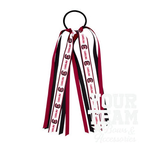 South Carolina Logo Print Streamer Ribbons on Ponytail