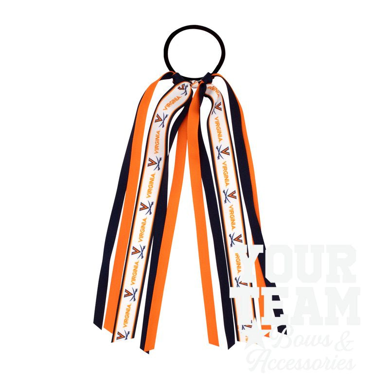 Virginia Logo Print Streamer Ribbons on Ponytail