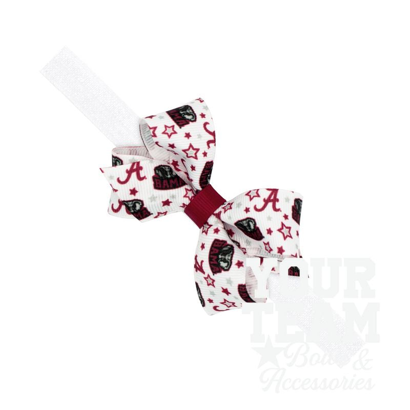 Mini Alabama Logo Print Hair Bow on Baby Band