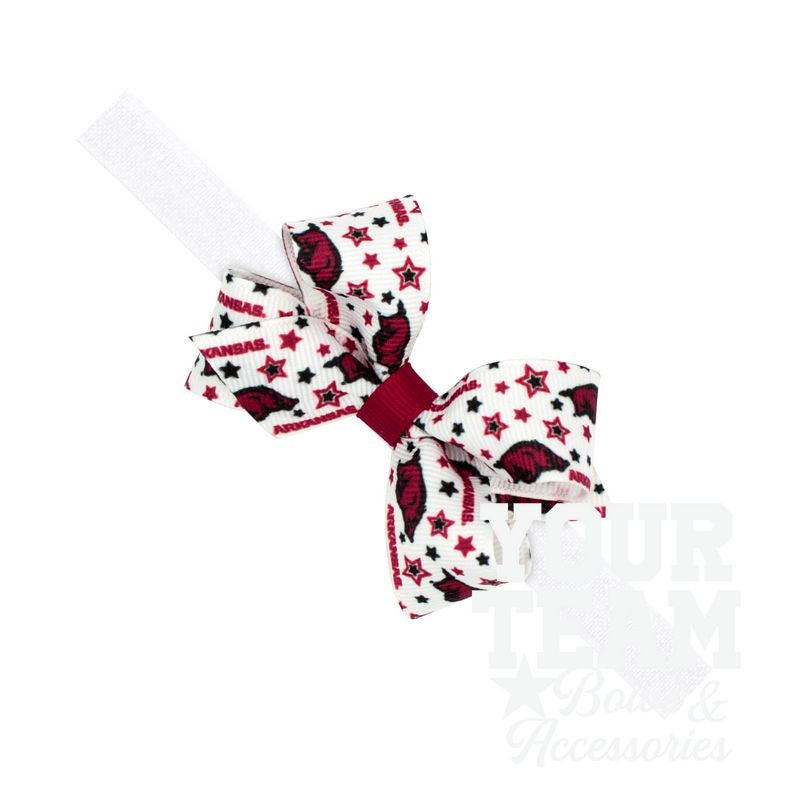 Mini Arkansas Logo Print Hair Bow on Baby Band