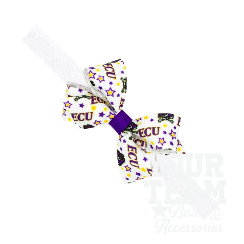 Mini East Carolina Logo Print Hair Bow on Baby Band