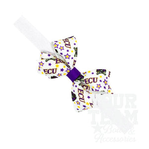 Mini East Carolina Logo Print Hair Bow on Baby Band