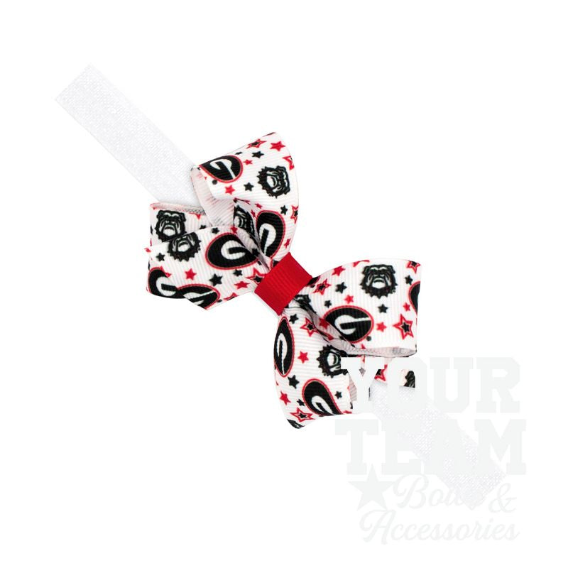 Mini Georgia Logo Print Hair Bow on Baby Band