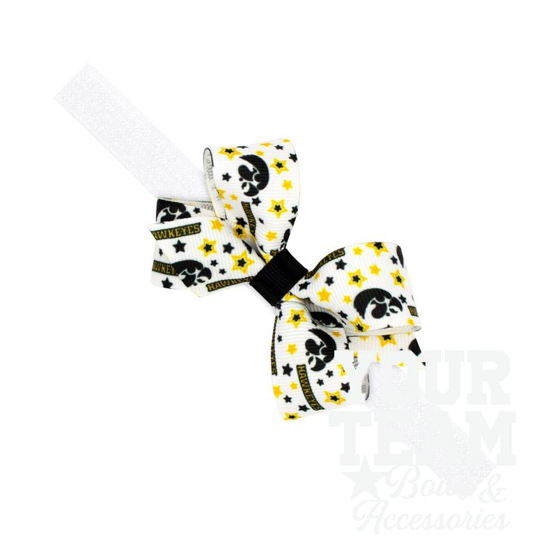 Mini Iowa Logo Print Hair Bow on Baby Band