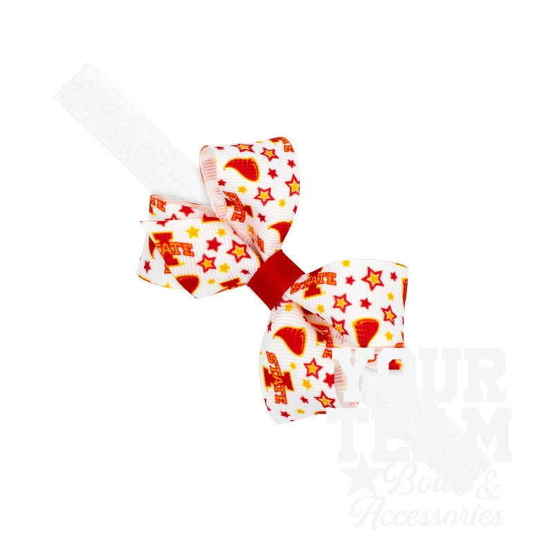 Mini Iowa State Logo Print Hair Bow on Baby Band