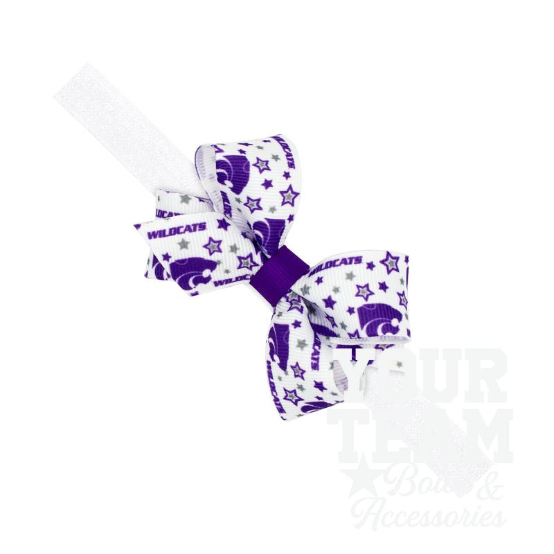 Mini Kansas State Logo Print Hair Bow on Baby Band