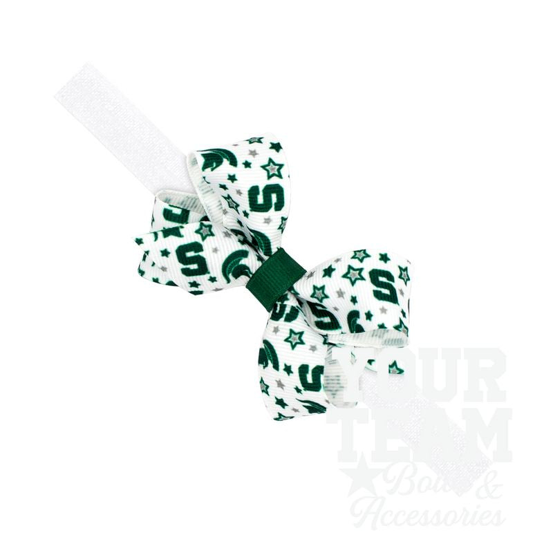 Mini Michigan State Logo Print Hair Bow on Baby Band